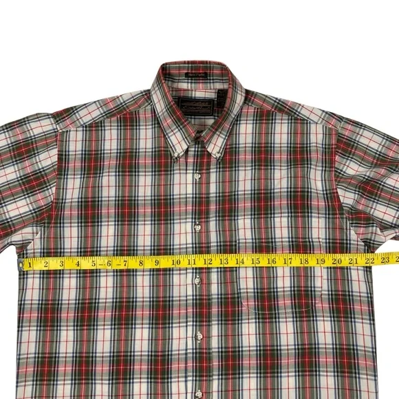 Vintage 80s Eddie Bauer Marin Poplin Multicolor Plaid Button Up Shirt USA Made - Picture 7 of 11
